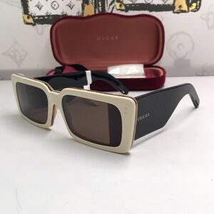 Authentic Gucci GG0543S 002 Cream & Black Brown Sunglasses – New